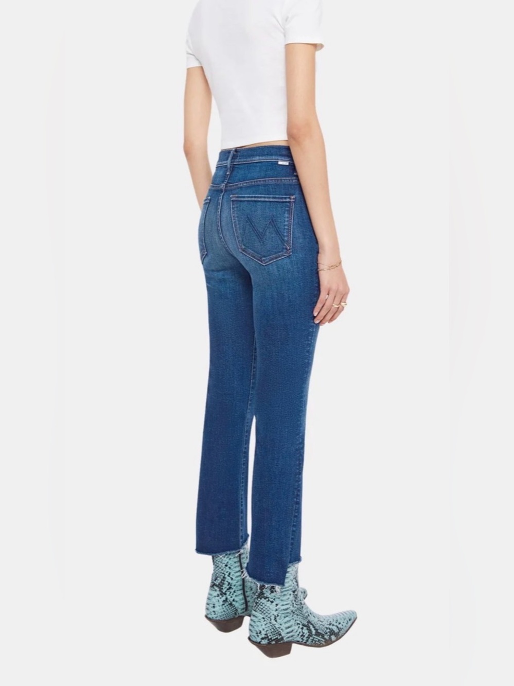 MOTHER Blue Cropped Ankle Jeans